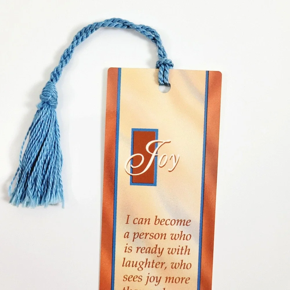Vintage 90s JOY Bookmark blue tassel, Hazelden Inspirations, 1993 Artworks RH106